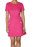 Womens Pink Embellished Short Sleeve Crew Neck Above The Knee Sheath Dress Size 12