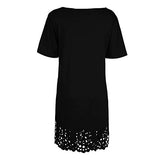 Women's Summer New Short Sleeve O-Neck Solid Hollow Out Casual Dress Simple Daily Dress | Original Brand | Women's Maxi Dresses