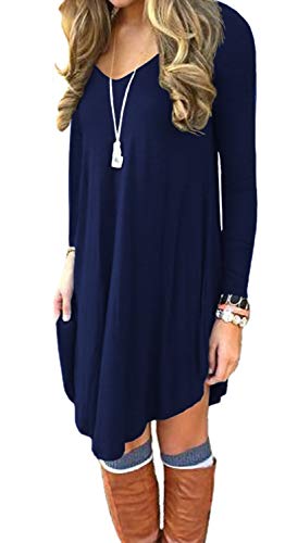 DEARCASE Women's Long Sleeve Casual Loose T-Shirt Dress