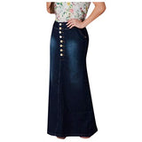 Women Dresses Promotion Sale Clearance Ladies's Casual Front Button Washed Denim A-Line Skirts Long Jean Skirt Plus Size Dress Party Elegant Dress Vintage Dress UK Size S - XXXXL | Women's Work Dresses