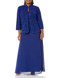 Women's Plus Size Long Dress with Mandarin Neckline Jacket