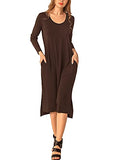 BeLuring Women's Round Neck Dress Side Split Pocket Long Dresses | Women's Casual Dresses