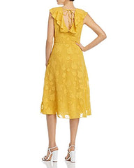 Ruffle Midi Dress,  Antique Moss,  Size 0 Yellows