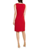 Women's Sleeveless Seamed Crepe Dress with Back Slit