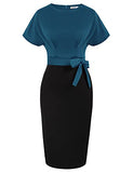 Dark Blue Black Women's Bodycon Pencil Dress Office Wear To Work Dresses With Pocket Belt Jasambac | Women's Work Dresses