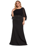 Ever-Pretty Elegant Plus Size Chiffon Poncho Batwing Sleeve Plus Size Formal Dress 70117-PZ