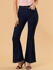 Women's Vintage Flare Jean Denim Pants High Waist Stretchy Bell Bottoms Jeans | Women's Jeans
