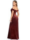 Women's Off The Shoulder Open Back Maxi Velvet Bodycon Evening Party Dress  - Sara Clothes