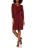 Lark & Ro Women’s Crepe Knit Three Quarter Sleeve Center Twist Dress | Women's Casual Dresses