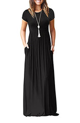 Black Maxi Dress Summer Casual Long Dresses for Laydies with Pockets - GRECERELLE