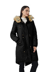 WenVen Women's Winter Long Hooded Sherpa Lined Parka Jacket Warm Coat