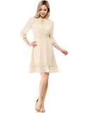 Women's Ruffle Hem 3/4 Sleeve A-Line Smocked Short Chiffon Dress | Original Brand