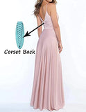 RYANTH Long Bridesmaid Dresses for Women Formal Satin Spghetti Strap Prom Evening Gowns RYZ054