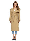 WAIDONGBEI Women's Waterproof Double-Breasted Trench Coat Classic Lapel Overcoat Coat with Belt