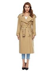 WAIDONGBEI Women's Waterproof Double-Breasted Trench Coat Classic Lapel Overcoat Coat with Belt | Women's Coat & Jacket
