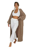 Ladies Long Maxi Knitted Cardigan Balloon Sleeve 2 Pocket Womens Open Front Boyfriend Cardigans Top