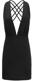 Women's Sexy Deep V Neck Backless Criss Cross Spaghtti Strap Club Bodycon Mini Dress