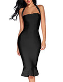 Women's V Neck Halter Fishtail Bandage Bodycon Dress Party