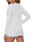 WNEEDU Women's Long Sleeve Waffle Knit Tunic Blouse Casual Button Up Henley Shirts Plain Tops White M | Women's Sweaters