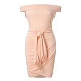 Women's Off Shoulder Mini Dress Sexy Ruched Evening Party Dress with Belt | Original Brand | Women's Work Dresses