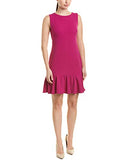 Women's Sleeveless Scuba Crepe Dress With Ruffled Hem