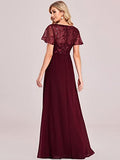 Women's A-Line Sweetheart Illusion Embroidered Maxi Party Evening Dress  - Sara Clothes