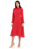 Women's Ruffle Sleeve Midi Dress, Cherry, 12 | Women's Midi Dresses