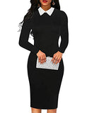 Women's Elegant Peter Pan Collar Wear to Work Sheath Dress with Sleeves | Women's Work Dresses