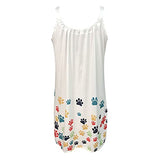 Dress Womens Sleeveless Sling Round Neck Midi Dress Summer Printed Loose Casual Seaside Dress Cute Paw Print Beach Dress | Women's Work Dresses