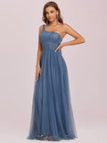 Women's Maxi Lace Backless One Shoulder Tulle Bridesmaid Dresses  - Sara Clothes