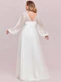 Women's Plus Size Double V-Neck Long Sleeve Floral Embroidery Maxi Wedding Dress - Sara Clothes