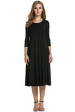 Women's 4-Mar Sleeve A-line and Flare Midi Long Dress