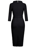 MUXXN Women's 1950s Vintage 3/4 Sleeve Elegant Collar Cocktail Evening Dress