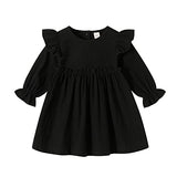 Toddler Girl Fall Dress Long Sleeve Vintage Play Wear Kids Solid Dresses Tops Winter Outfits Casual Clothes