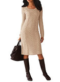 Dearlove Women's Long Sleeve Crew Neck Slim Knit Sweater Bodycon Midi Dress