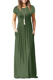 Army Green Casual Short/Long Sleeve Maxi Dress with Pockets - HAOMEILI | Women's Casual Dresses
