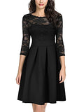 Miusol Women's Vintage Floral Lace 2/3 Sleeve Bridesmaid Party Dress