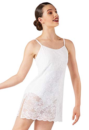 Women And Girls Camisole Floral Lace Mini Overdress With Slit Sides For Dance