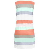 Summer Dresses for Women, Ladies Casual V-Neck Sleeveless Bandage Stripe Printing Loose Vest Sling Dress Party UK Size | Women's Work Dresses