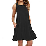 Summer Dresses for Women Beach Floral Tshirt Sundress Sleeveless Pockets Casual Loose Tank Dress Wrap Dress | Original Brand