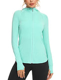 Womens Running Sports Hoodie Hooded Long Sleeve Running Tops with Side Pockets and Thumb Holes