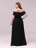 Women's Plus Size Off Shoulder Side Split Chiffon Maxi Dress - Sara Clothes