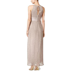 Women's Metallic Halterneck Gown With Thigh Split