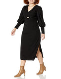 Women's Balloon Sleeve Keyhole Midi Dress