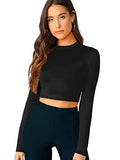Women's Casual Slim Fitted Basic Long Sleeve Solid Crop Tee Top | Women's Tops and Blouses