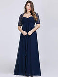 Women's Plus Size Elegant Lace Half Sleeves Formal Evening Dresses  - Sara Clothes