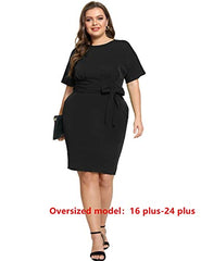 Women's Bodycon Pencil Dress Office Wear To Work Dresses With Pocket Belt Jasambac