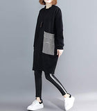 Women Casual Baggy Pullover Dress with Black and White Striped Pocket GA1271 A