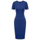 GRACE KARIN Women Hips-Wrapped Bodycon Short Sleeve Round Neck Pencil Dresss