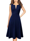 Blue A Line Womens Elegant Front Zipper Slim Work Business Office Party Cocktail A-line Dress Vfshow